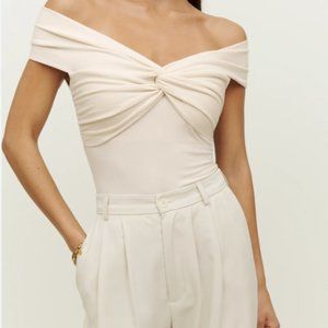Reformation Ezlynn Knit Top Cream White XS